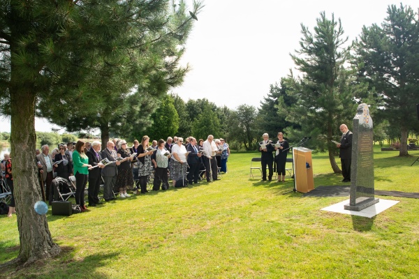 Oddfellows members attending the dedication ceremony of the Oddfellows memorial