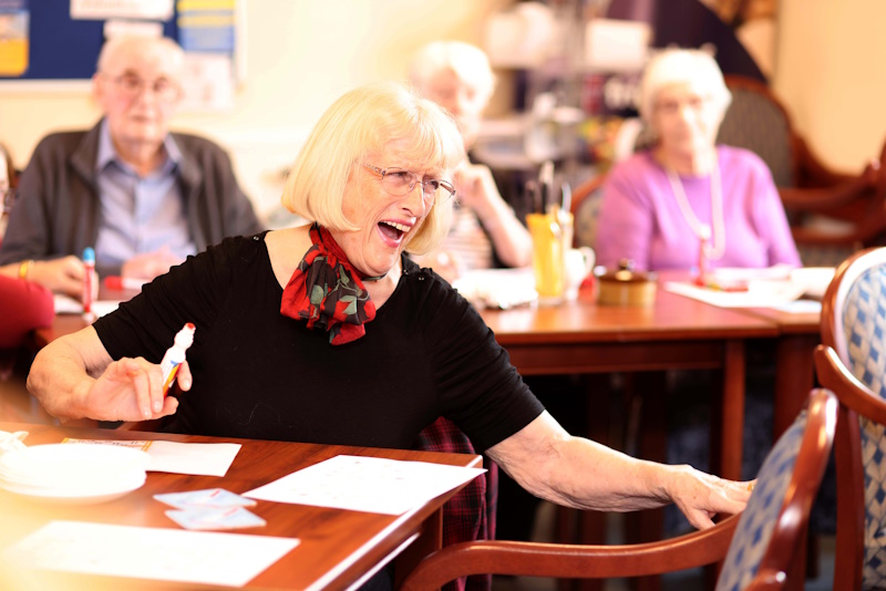 A woman laughing