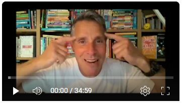 A screenshot from YouTube of Dr Andy Cope's retirement talk