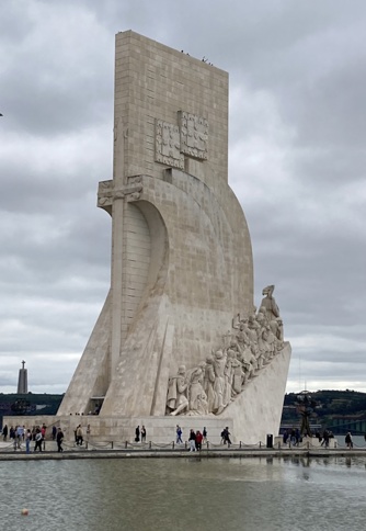 A large monument in the shape of a ship's prow