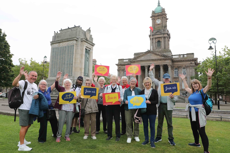 A large group of members of Mersey Oddfellows out on a Friendship Month walk