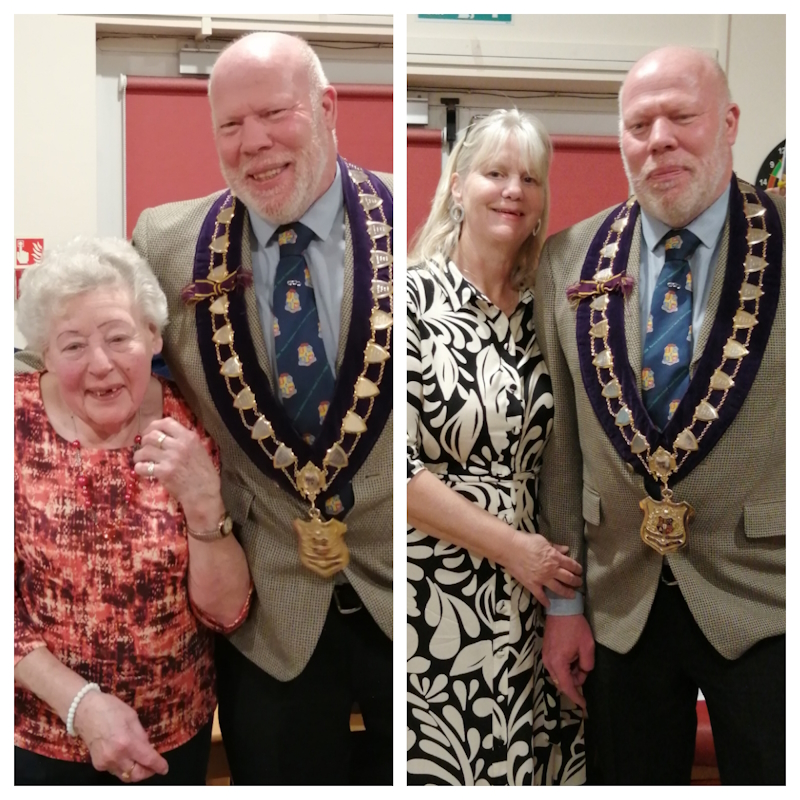 Pete stood with his mum, Arline, and wife, Sally